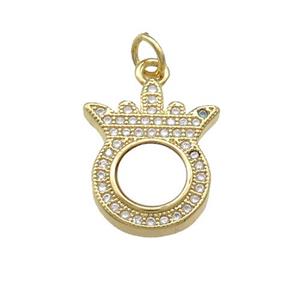 Copper Pineapple Pendant Pave Shell Zircon 18K Gold Plated, approx 14-18mm [FD14448]