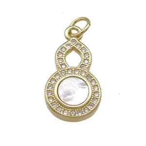 Copper Gourd Pendant Pave Shell Zircon 18K Gold Plated, approx 11-18mm [FD14449]