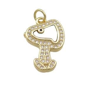 Copper Charms Pendant Pave Shell Zircon 18K Gold Plated, approx 13-19mm [FD14450]