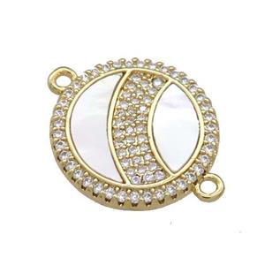 Copper Circle Rainbow Connector Pave Shell Zircon 18K Gold Plated, approx 18mm [FD14462]