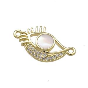 Copper Eye Charms Connector Pave Shell Zircon 18K Gold Plated, approx 12-17mm [FD14464]