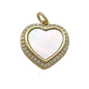 Copper Heart Pendant Pave Shell Zircon 18K Gold Plated, approx 16mm [FD14467]