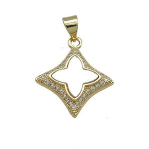 Copper Star Pendant Pave Shell Zircon 18K Gold Plated, approx 18mm [FD14468]