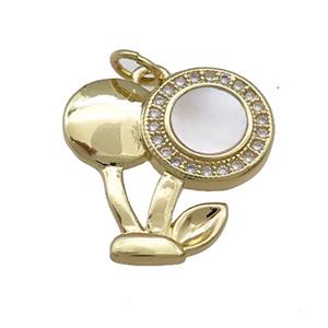 Copper Flower Pendant Pave Shell Zircon 18K Gold Plated, approx 18mm [FD14469]