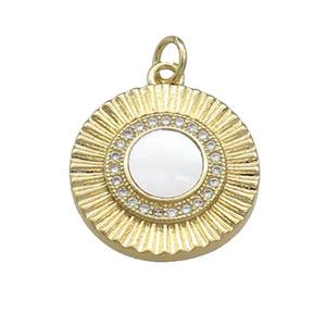 Copper Sun Pendant Pave Shell Zircon 18K Gold Plated, approx 18mm [FD14475]