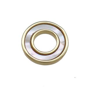 Copper Circle Pendant Pave Shell 18K Gold Plated, approx 15mm [FD14487]
