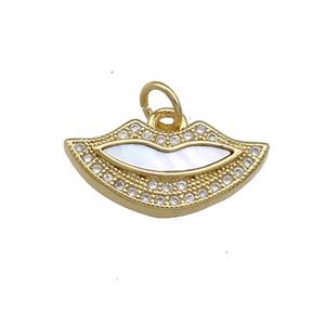 Copper Lips Charms Pendant Pave Shell Zircon 18K Gold Plated, approx 8-18mm [FD14499]