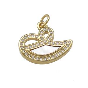 Copper Pendant Pave Shell Zircon 18K Gold Plated, approx 13-17mm [FD14501]