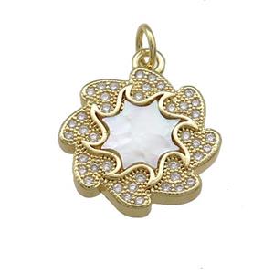 Copper Hot Wheels Pendant Pave Shell Zircon 18K Gold Plated, approx 17mm [FD14503]