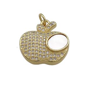 Copper Apple Pendant Pave Shell Zircon 18K Gold Plated, approx 16-18mm [FD14507]