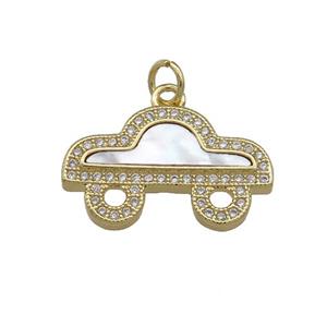 Copper Car Pendant Pave Shell Zircon 18K Gold Plated, approx 13-21mm [FD14511]
