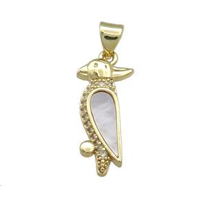 Copper Birds Pendant Pave Shell Zircon 18K Gold Plated, approx 10-20mm [FD14512]