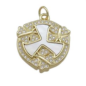 Copper Hot Wheels Pendant Pave Shell Zircon Circle Butterfly 18K Gold Plated, approx 18-20mm [FD14520]