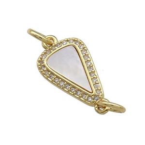 Copper Arrowhead Connector Pave Shell Zircon 18K Gold Plated, approx 9-14mm [FD14527]