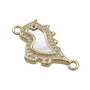 Copper Dragon Charms Connector Pave Shell Zircon 18K Gold Plated, approx 14-20mm [FD14529]