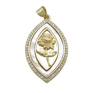 Flower Copper Eye Pendant Pave Shell Zircon 18K Gold Plated, approx 18-28mm [FD14580]