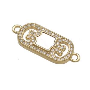 Copper Rectangle Connector Pave Shell Zircon 18K Gold Plated, approx 10-21mm [FD14611]