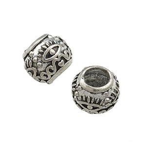 Tibetan Style Copper Round Beads Evil Eye Large Hole Antique Silver, approx 9mm, 4mm hole [FD14633]