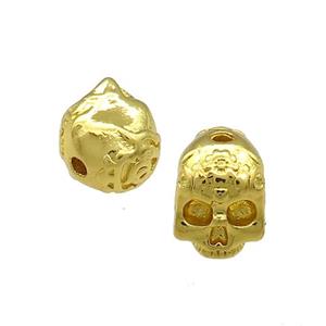 Copper Skull Beads 18K Gold Plated, approx 8-9mm [FD14637]