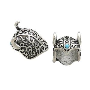 Tibetan Style Copper Cloche Beads Antique Silver, approx 12-17mm [FD14638]