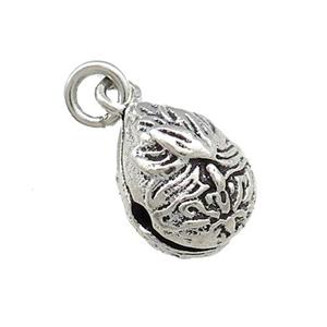 Tibetan Style Copper Flower Bell Pendant Teardrop Antique Silver, approx 9-12mm [FD14640]