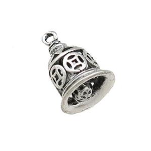 Tibetan Style Copper Bell Pendant Antique Silver, approx 11-12mm [FD14642]