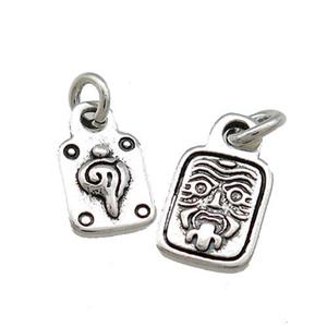 Tibetan Style Copper Rectangle Pendant With Chinese Mythical Beasts Amulet Totem Antique Silver, approx 7-12mm [FD14644]