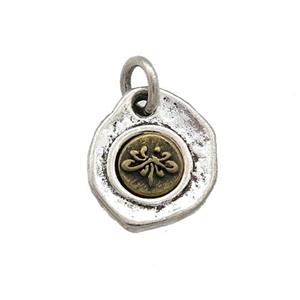 Tibetan Style Copper Slice Pendant Antique Silver Bronze, approx 11-12mm [FD14656]