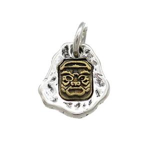 Tibetan Style Copper Slice Pendant Chinese Mythical Beasts Amulet Antique Silver Bronze, approx 11-12.5mm [FD14657]