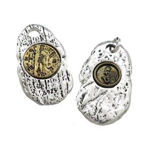 Tibetan Style Copper Slice Pendant Antique Silver Bronze, approx 15.5-27mm [FD14672]