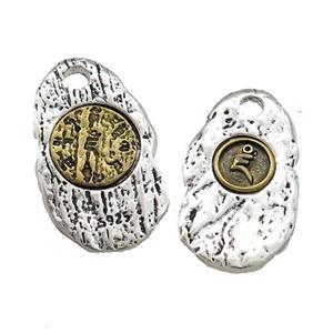 Tibetan Style Copper Slice Pendant Antique Silver Bronze, approx 15.5-27mm [FD14673]