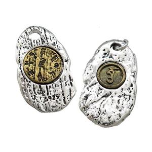 Tibetan Style Copper Slice Pendant Totem Antique Silver Bronze, approx 15.5-27mm [FD14674]