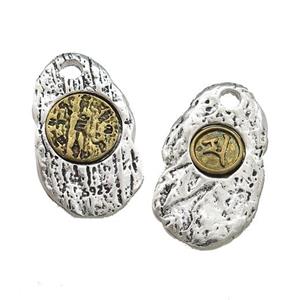 Tibetan Style Copper Slice Pendant Antique Silver Bronze, approx 15.5-27mm [FD14675]