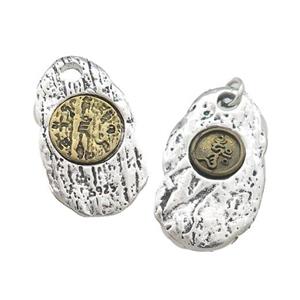 Tibetan Style Copper Slice Pendant Antique Silver Bronze, approx 15.5-27mm [FD14676]