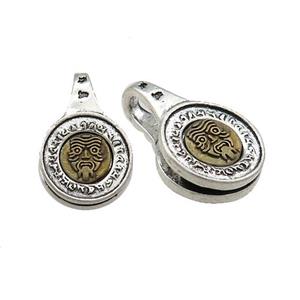 Tibetan Style Mala Counter Buddhist Clip Copper Pendant Totem Antique Silver Bronze, approx 12-19mm [FD14690]