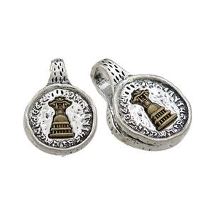 Tibetan Style Mala Counter Buddhist Clip Copper Pendant Antique Silver Bronze, approx 17-24mm [FD14691]