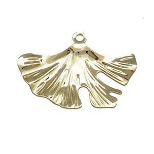 Copper Maple Leaf Pendant Hammered Gold Plated, approx 20-30mm [FD14695]