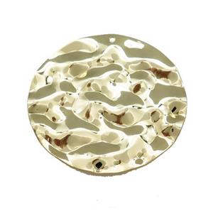 Copper Circle Pendant Hammered Gold Plated, approx 40mm [FD14707]
