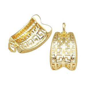 Copper Pendant Hollow 18K Gold Plated, approx 23-32mm [FD14734]