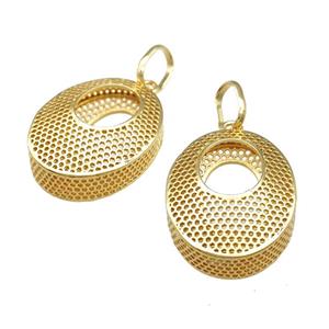 Copper Nest Pendant Hollow Birds Nest 18K Gold Plated, approx 27-35mm [FD14742]