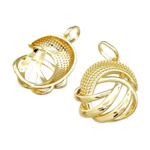 Copper Pendant Hollow 18K Gold Plated, approx 30-35mm [FD14743]