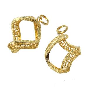 Copper Pendant Hollow 18K Gold Plated, approx 30-35mm [FD14744]