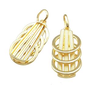 Copper Pendant Hollow 18K Gold Plated, approx 21-40mm [FD14746]