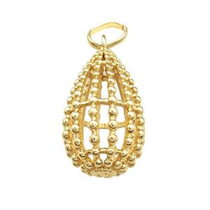 Copper Cage Pendant Hollow 18K Gold Plated, approx 21-32mm [FD14750]