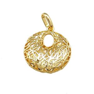 Copper GoGo Pendant Hollow 18K Gold Plated, approx 25mm [FD14751]