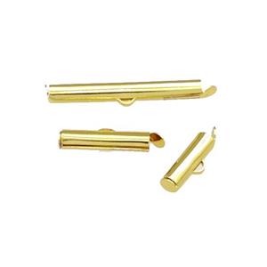 Copper Pinch Clasp Tube End Findings Gold Plated, approx 4x20mm [FD14758-20MM]