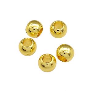 Copper Round Beads Large Hole Gold Plated Smooth, approx 4.8x6mm, 3mm hole [FD14765]