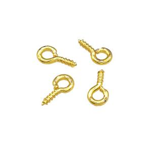 Copper Eye Screw Bails Pin Gold Plated, approx 4x8mm [FD14770]