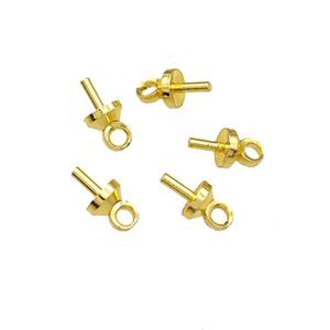 Copper Bails Caps Findings Eye Pin Gold Plated, approx 4mm [FD14771]