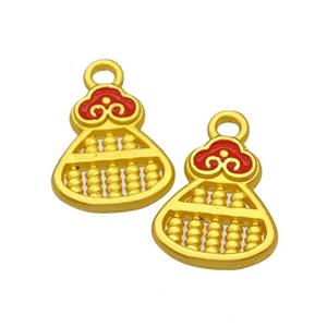 Abacus Charms Alloy Pendant Red Painted Matte Gold Plated, approx 10-15mm [FD14779]